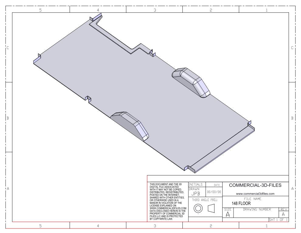3D Solid Model – 148" High Roof Ford Transit Van Floor Layout | Fully Parametric CAD Model for Van Conversion Design (Not STL or Mesh)