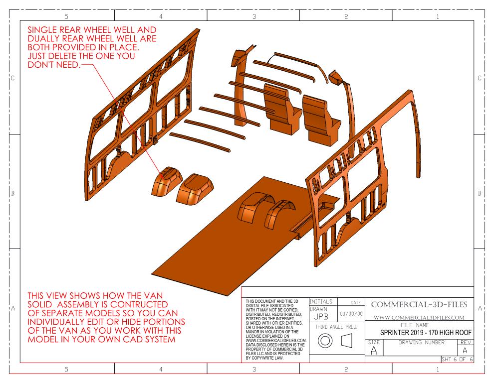 3D Solid Model – 170" High Roof 2019 Mercedes Sprinter Van | Fully Parametric CAD Model for Van Conversion Design (Not STL or Mesh)