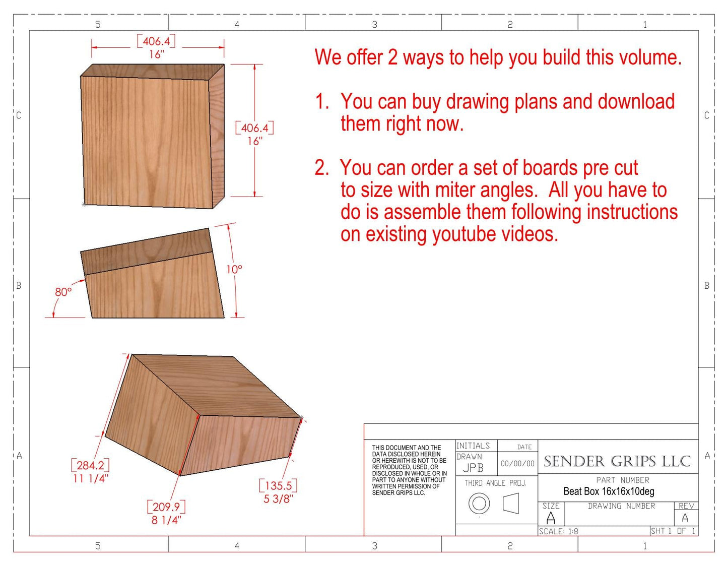Beat Box Climbing Volume (Small) 16"(406mm)x16"(406mm)x10deg Plans