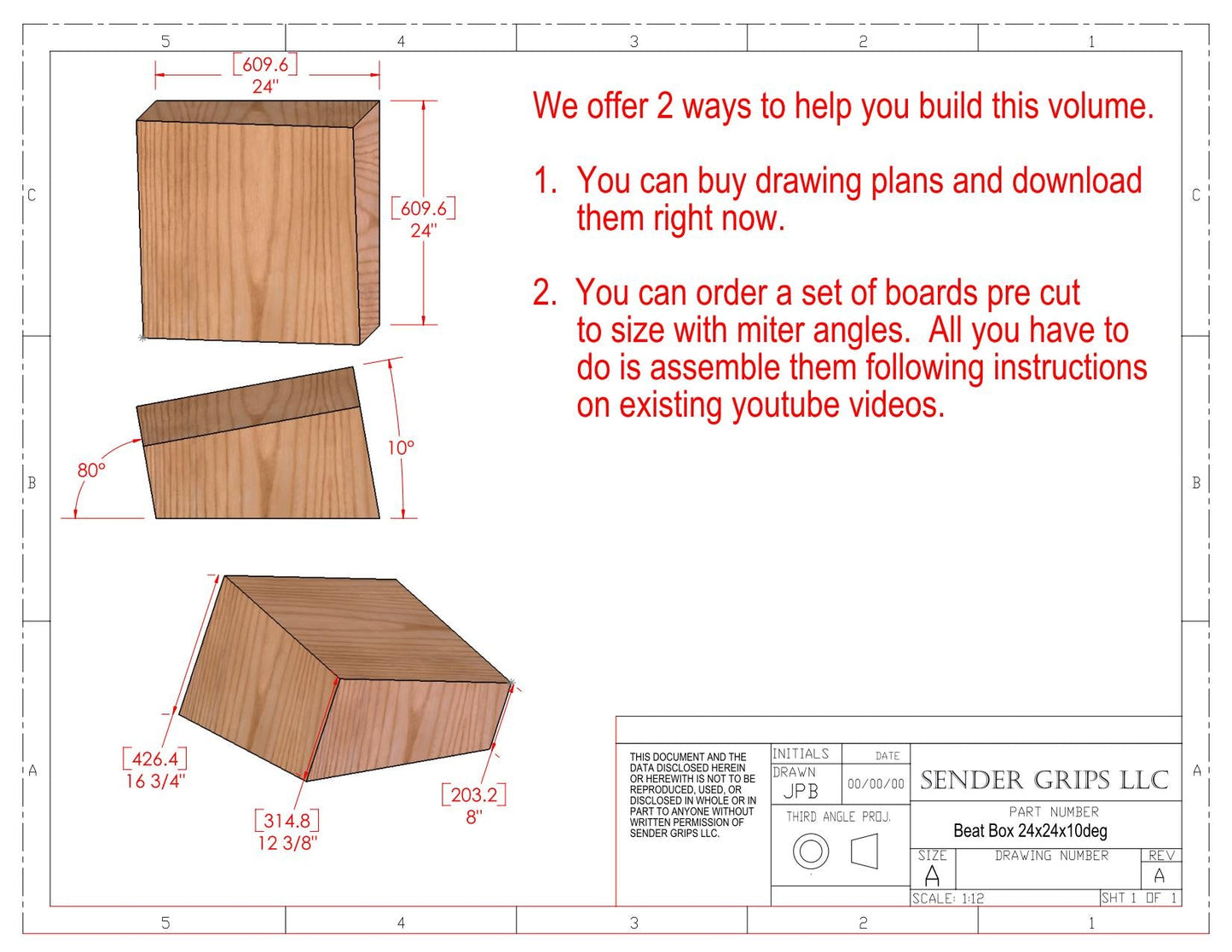 Beat Box Climbing Volume (Medium) 24"(610mm)x24"(610mmx10deg Plans