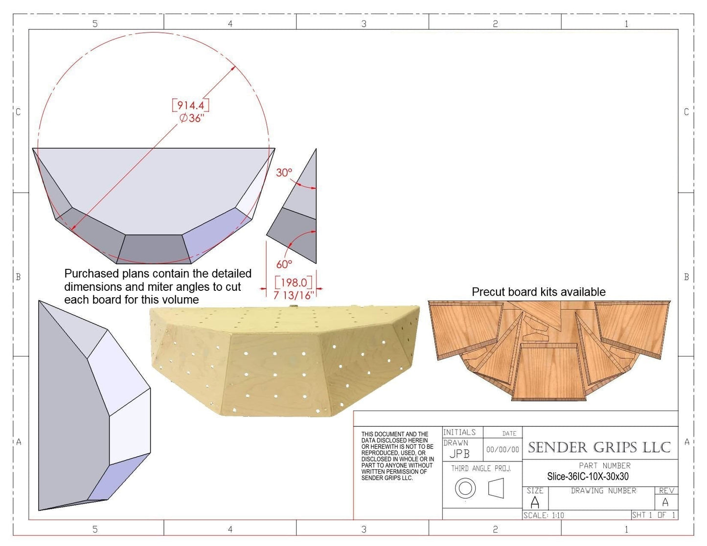 Slice Climbing Volume (Medium) 36"(914mm) Dia. x 7.8"(198mm) tall Plans
