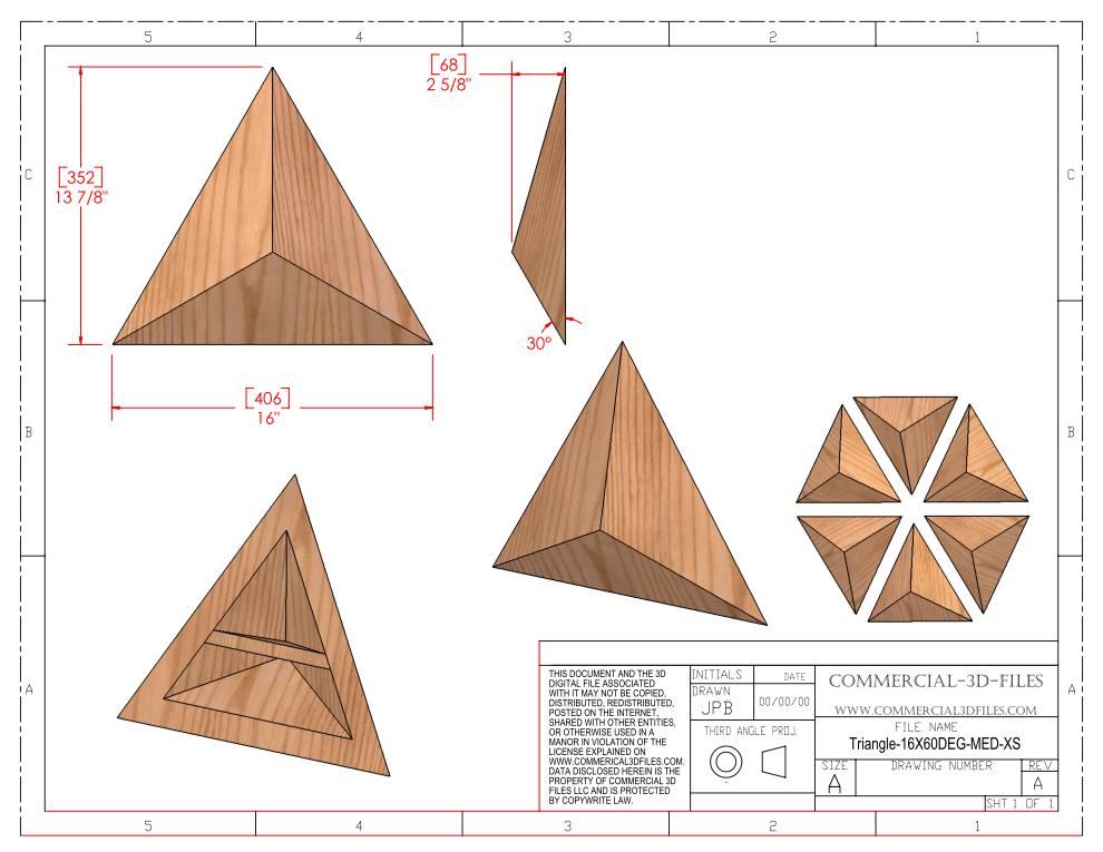 Triangular Pyramid Climbing Volume (X Small, Medium Height) 16"(406mm) side x 60 deg Plans