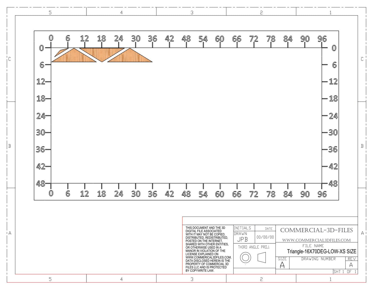 Triangular Pyramid Climbing Volume (X Small, Low Height) 16"(406mm) side x 70 deg Plans