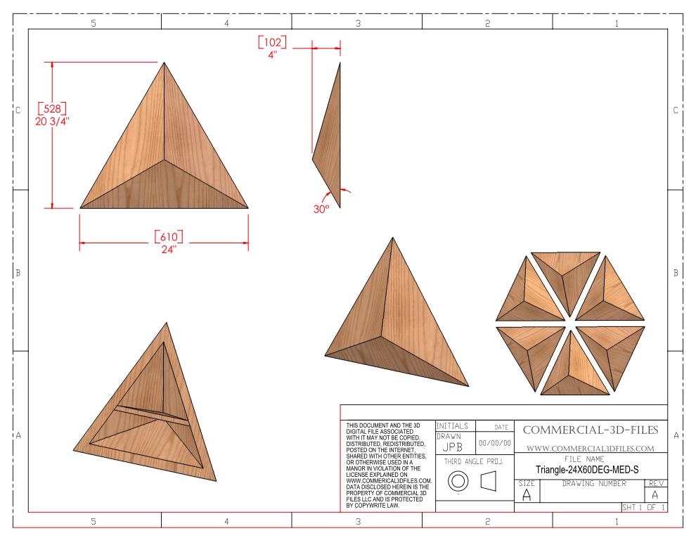 Triangular Pyramid Climbing Volume (Small, Medium) 24"(610mm) side x 60 deg Plans