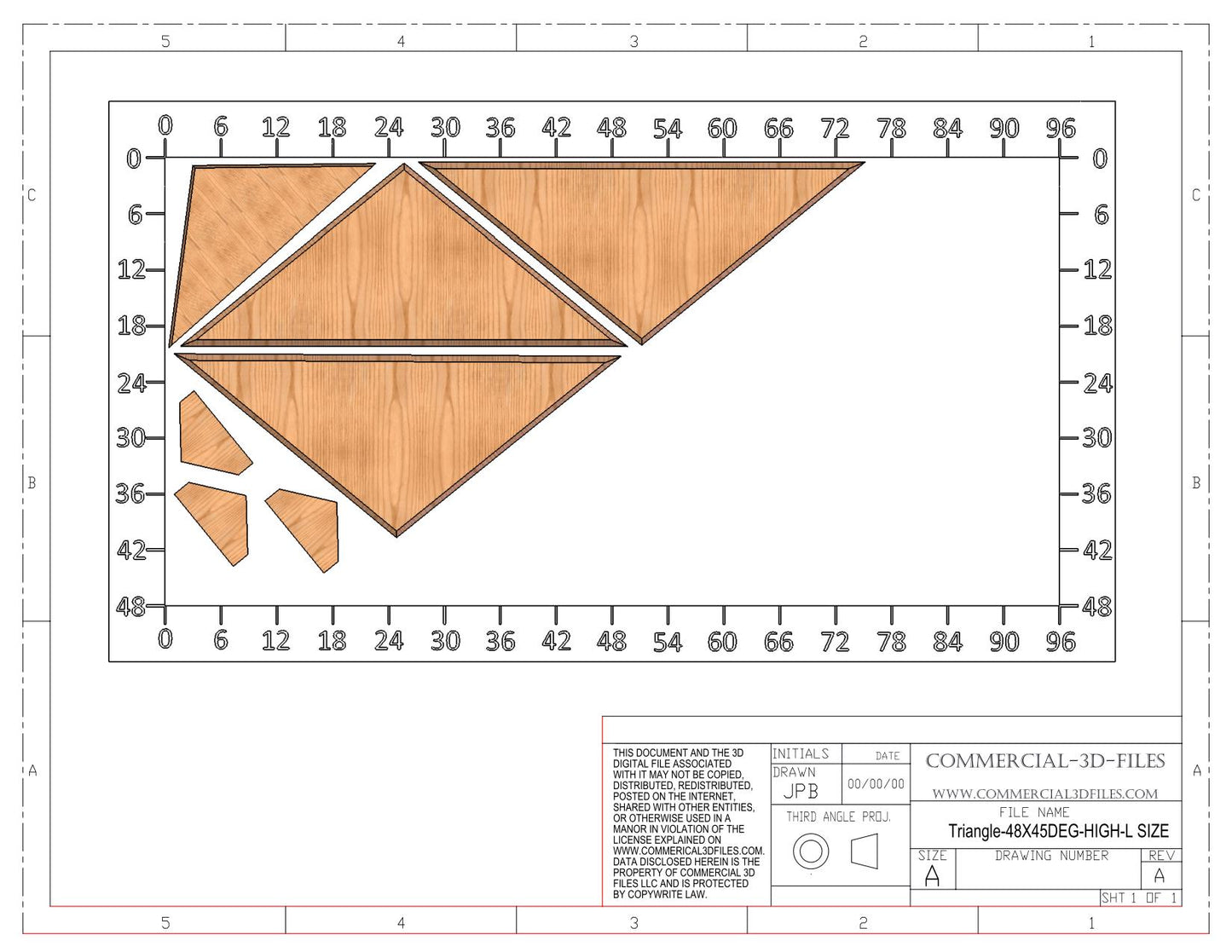 Triangular Pyramid Climbing Volume (Large, Tall Height) 48"(1219mm) side x 45 deg Plans