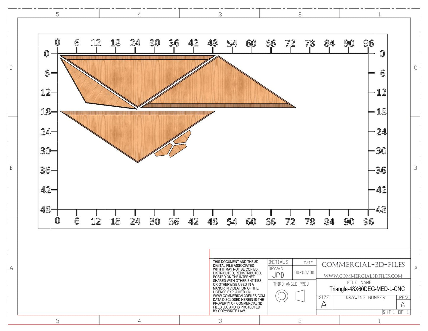 Triangular Pyramid Climbing Volume (Large, Medium Height) 48"(1219mm) side x 60 deg Plans