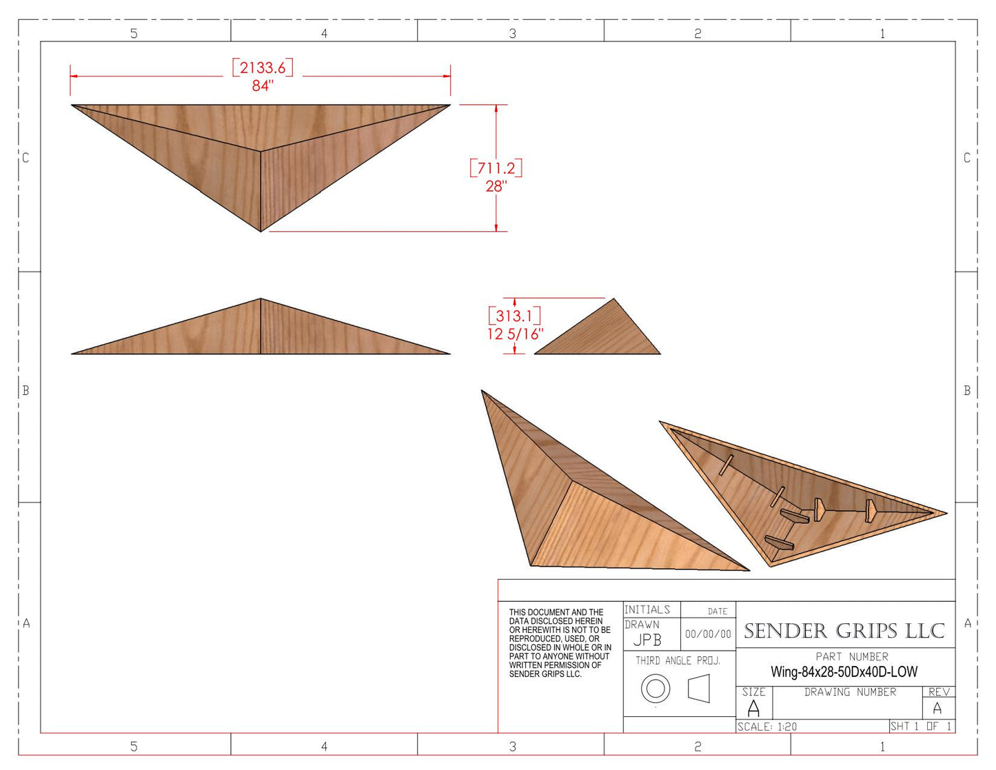 Wing Triangle Climbing Volume (XX Large, Low) 84"(2134mm)L x 28"(711mm) Plans