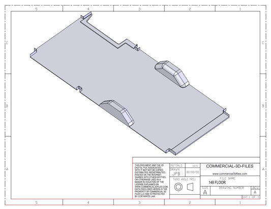 3D Solid Model – 148" High Roof Ford Transit Van Floor Layout | Fully Parametric CAD Model for Van Conversion Design (Not STL or Mesh)