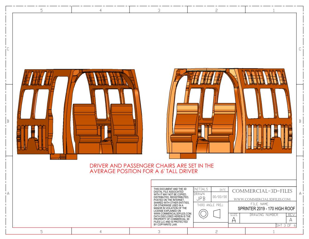 3D Solid Model – 170" High Roof 2019 Mercedes Sprinter Van | Fully Parametric CAD Model for Van Conversion Design (Not STL or Mesh)