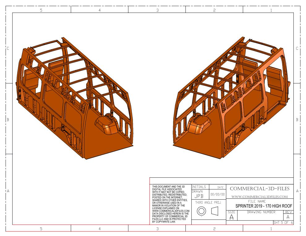3D Solid Model – 170" High Roof 2019 Mercedes Sprinter Van | Fully Parametric CAD Model for Van Conversion Design (Not STL or Mesh)