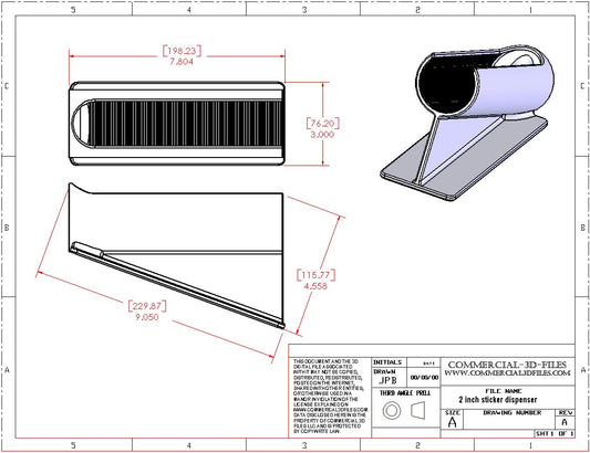 2 INCH DIAMETER CIRCULAR STICKER DISPENSER  - .SLT FILE