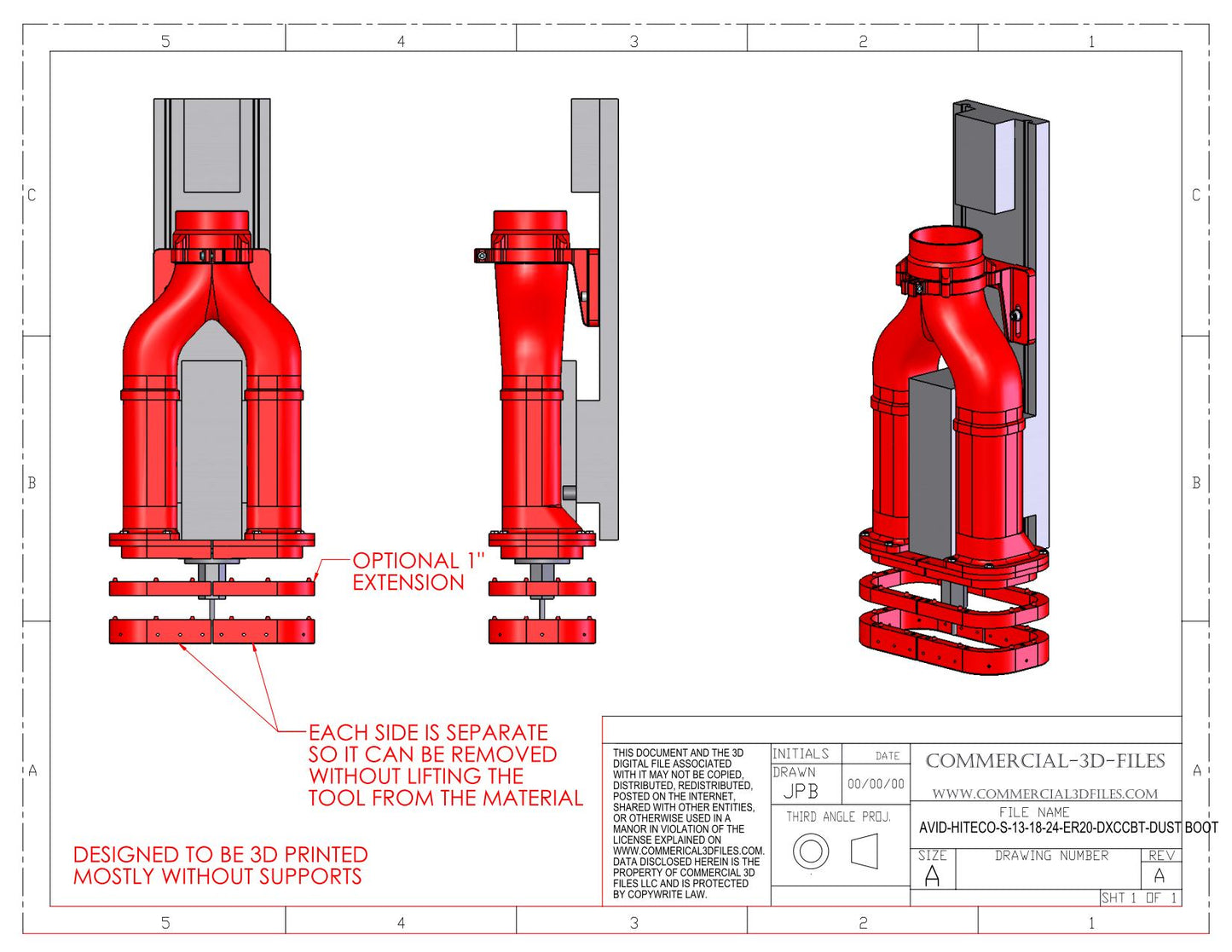 DUST BOOT FOR AVID CNC HITECO-S-13-18-24-ER20 SPINDLE - STL FILE FOR 3D PRINTING