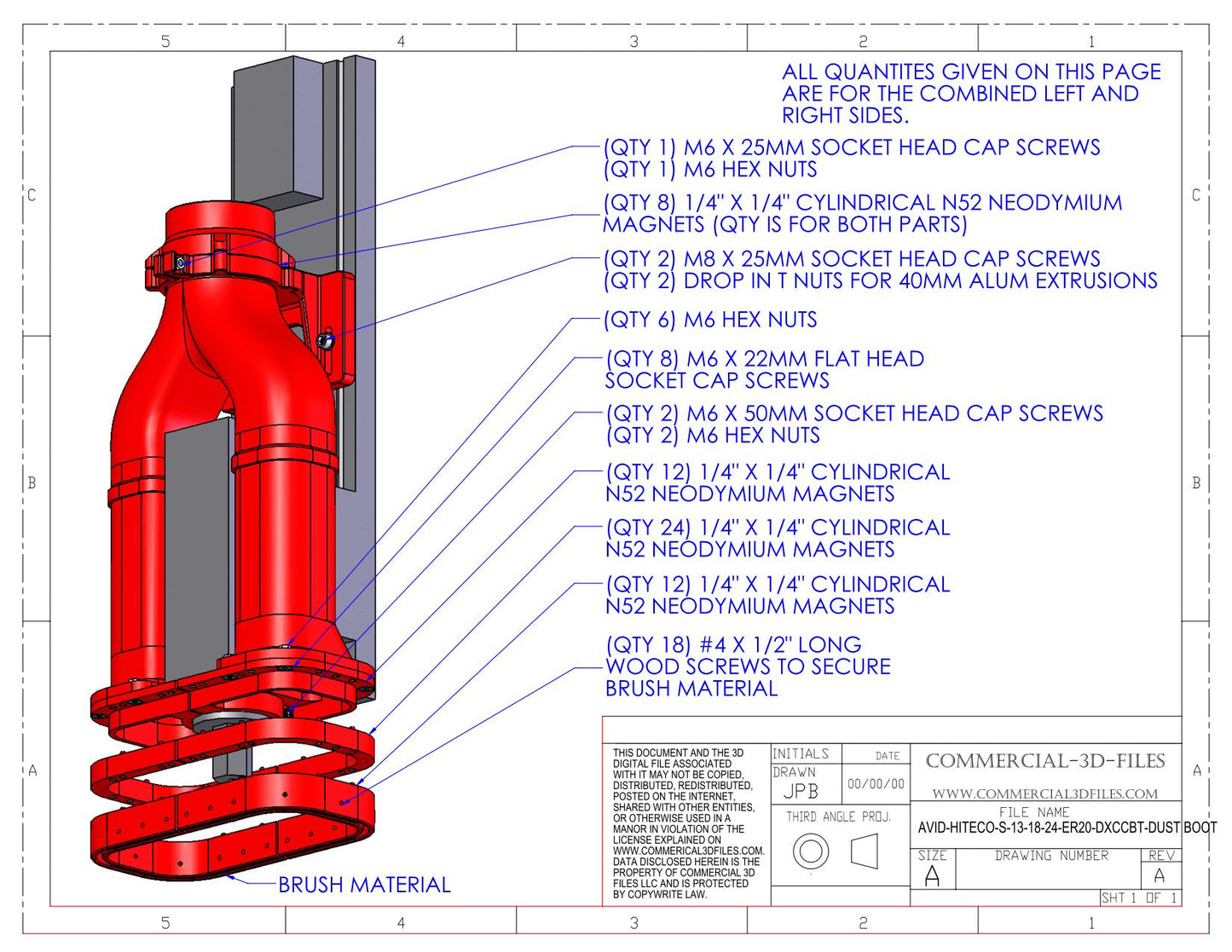 DUST BOOT FOR AVID CNC HITECO-S-13-18-24-ER20 SPINDLE - STL FILE FOR 3D PRINTING