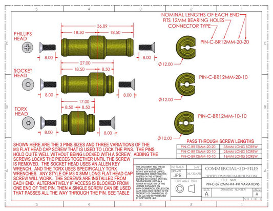 GEARBLOCS CONNECTOR PINS - PIN-C-BR12MM-X3