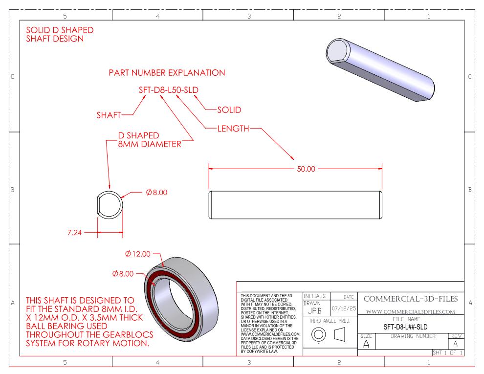 GEARBLOCS SOLID SHAFT in LENGTHS FROM 20MM TO 300MM - SFT-D8-L-SLD-x57