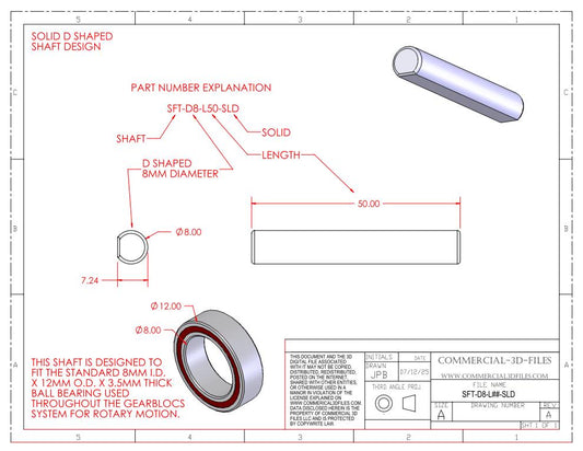 GEARBLOCS SOLID SHAFT in LENGTHS FROM 20MM TO 300MM - SFT-D8-L-SLD-x57