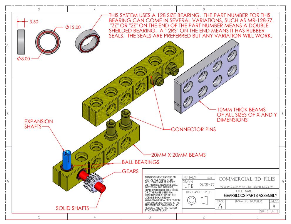 GEARBLOCS STANDARD BEAM 20mmX20mm in LENGTHS FROM 30MM TO 120MM - B-R-VH-W20-H20-L30-120-BR12MM
