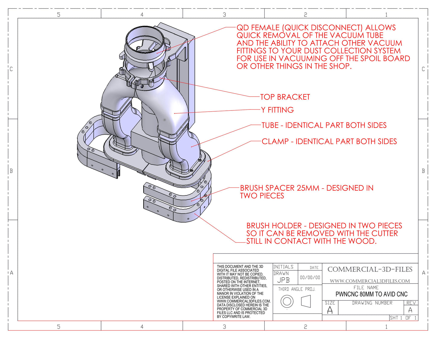 DUST BOOT FOR AVID CNC TO PWMCNC 80MM SPINDLE - STL FILE FOR 3D PRINTING