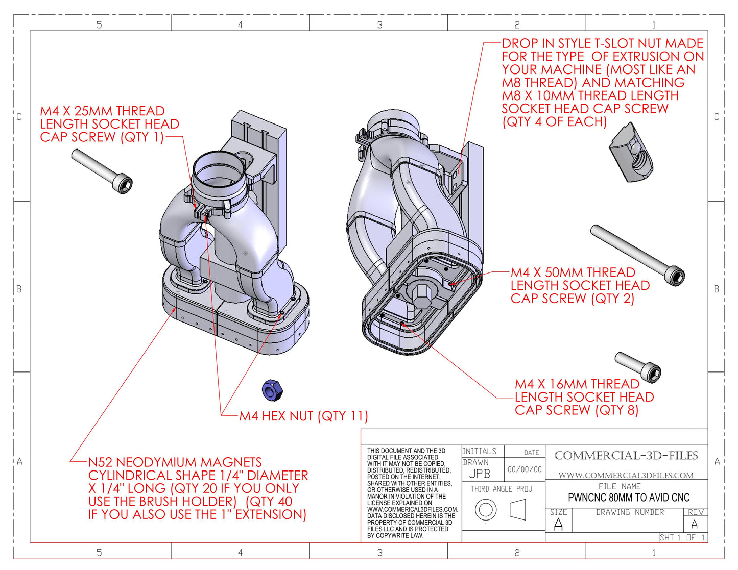 DUST BOOT FOR AVID CNC TO PWMCNC 80MM SPINDLE - STL FILE FOR 3D PRINTING