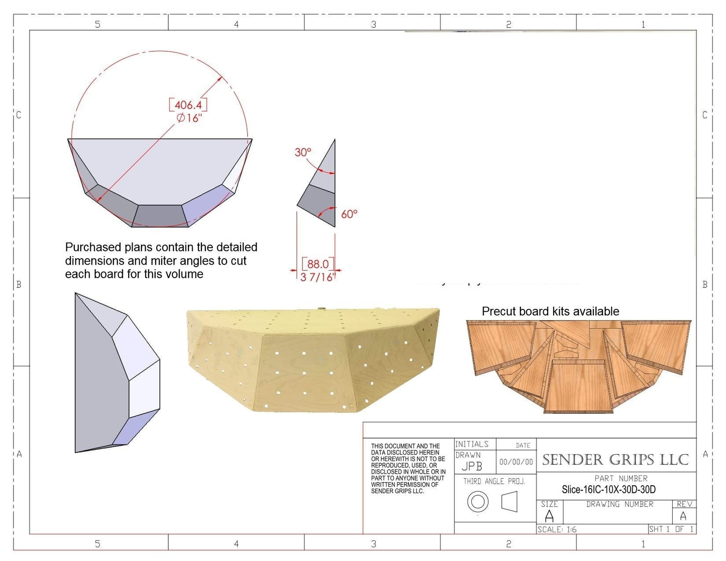 Slice Climbing Volume (X Small) 16"(406mm) Dia. x 3.5"(89mm) tall  Plans