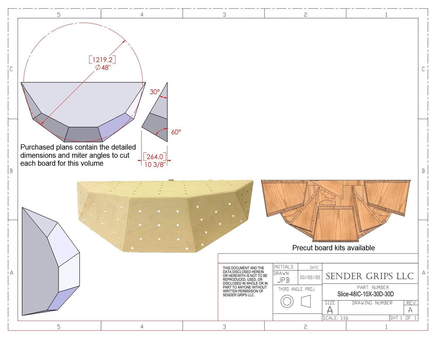 Slice Climbing Volume (Large)  48"(1219mm) Dia. x 10.4"(264mm) tall  Plans