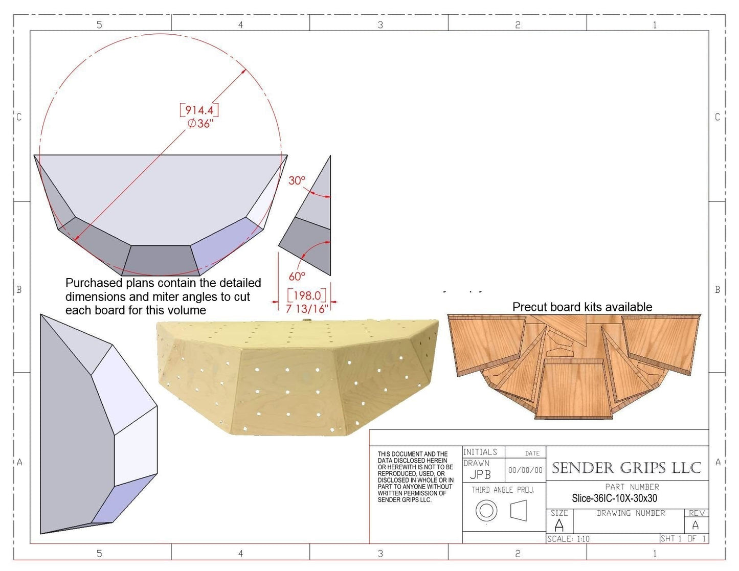 Slice Climbing Volume (X Large)  60"(1524mm) Dia. x 13"(330mm) tall  Plans