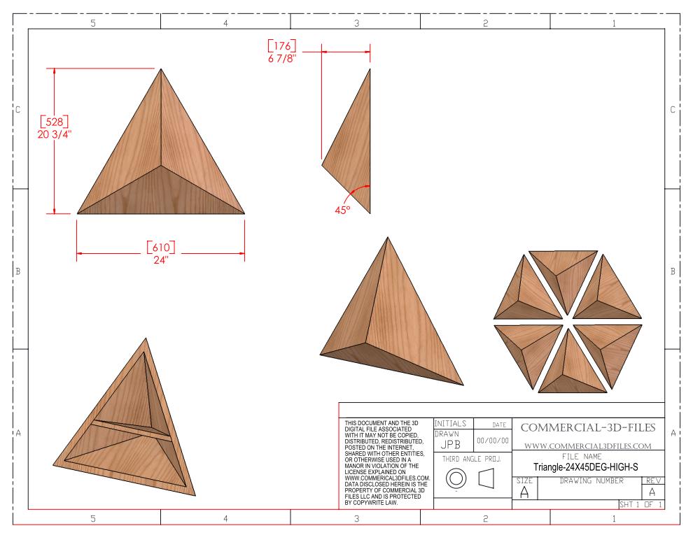 Triangular Pyramid Climbing Volume (Small, Tall) 24"(610mm) side x 45 deg Plans