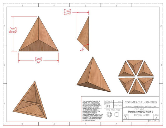 Triangular Pyramid Climbing Volume (Small, Tall) 24"(610mm) side x 45 deg Plans