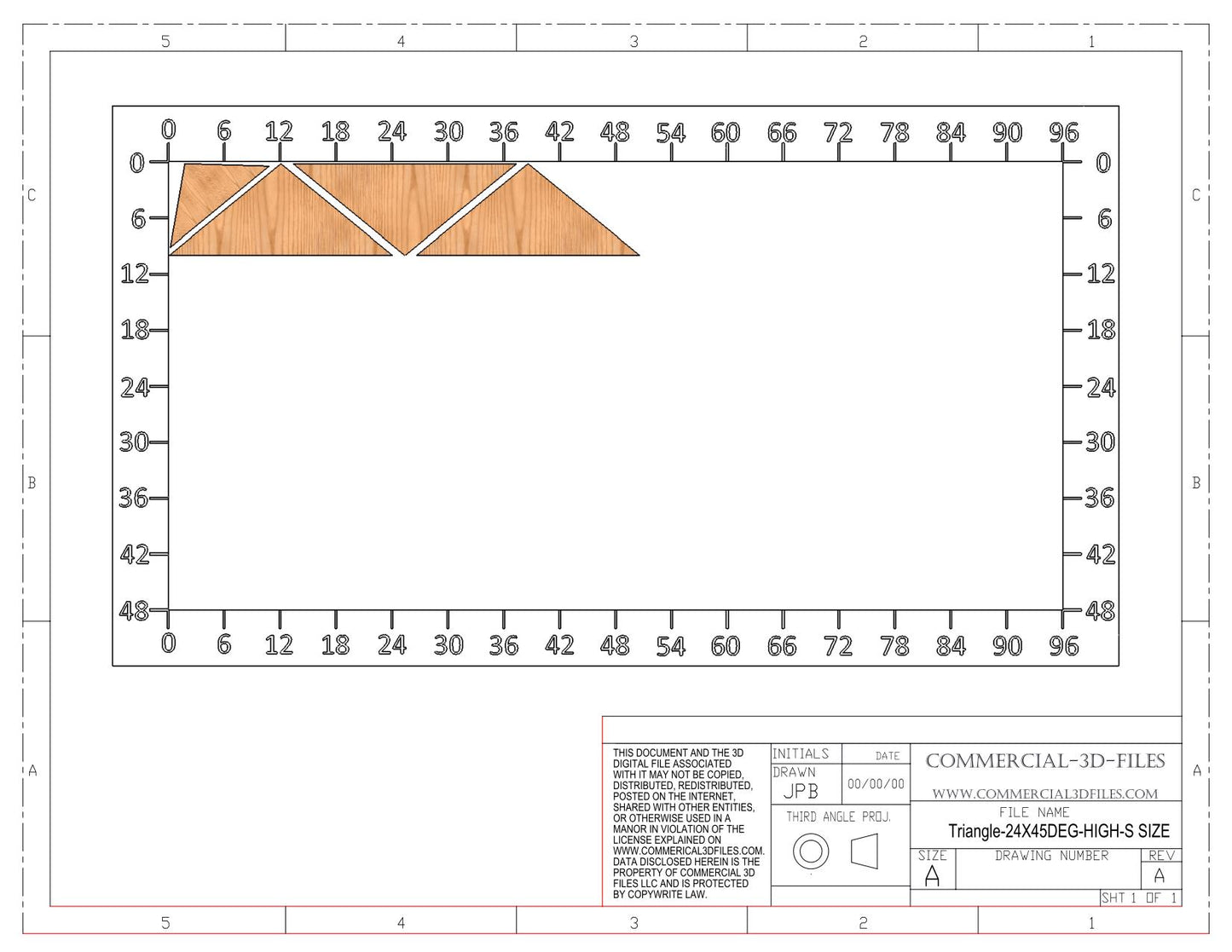 Triangular Pyramid Climbing Volume (Small, Tall) 24"(610mm) side x 45 deg Plans