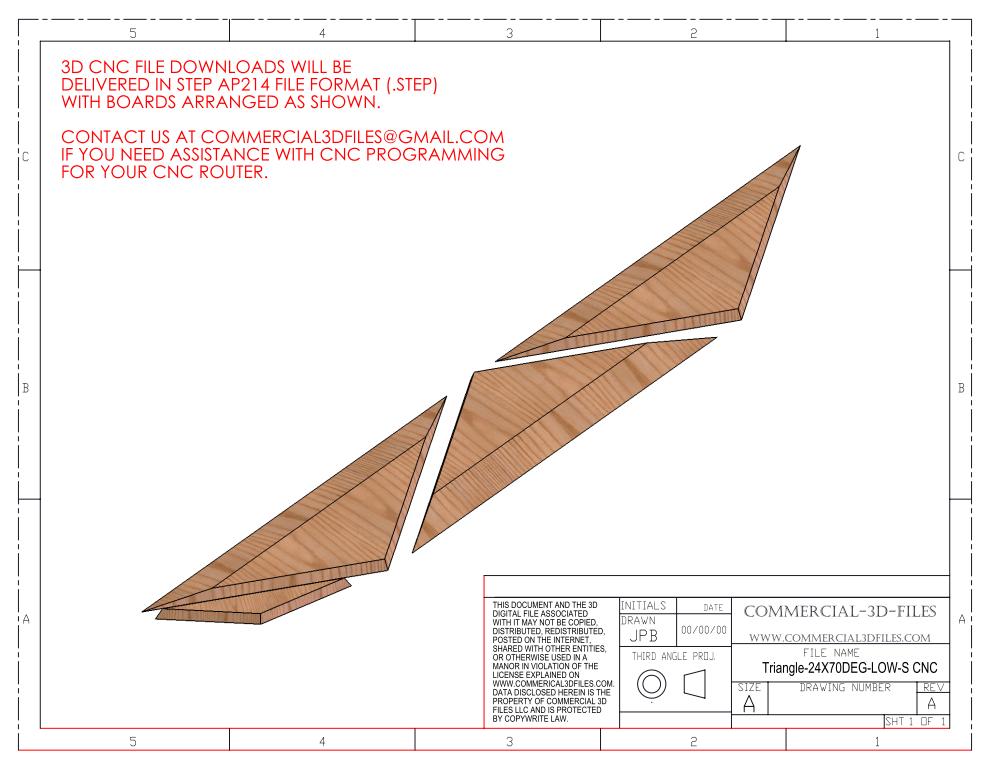 Triangular Pyramid Climbing Volume (Small, Low) 24"(610mm) side x 70 deg Plans