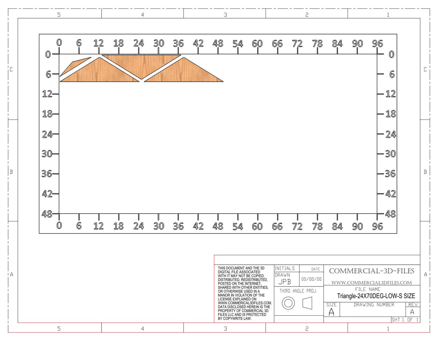 Triangular Pyramid Climbing Volume (Small, Low) 24"(610mm) side x 70 deg Plans