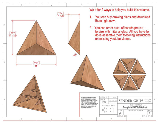 Triangular Pyramid Climbing Volume (Medium)  36"(914mm) side x 45 deg Tall Height Plans