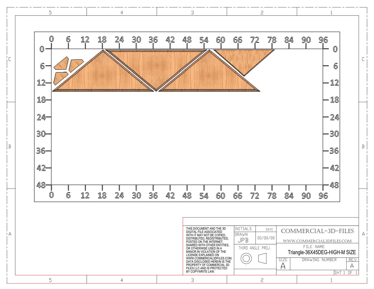 Triangular Pyramid Climbing Volume (Medium, Tall Height) 36"(914mm) side x 45 deg Plans