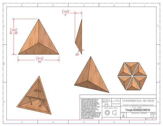 Triangular Pyramid Climbing Volume (Medium, Mid Height) 36"(914mm) side x 60 deg Plans
