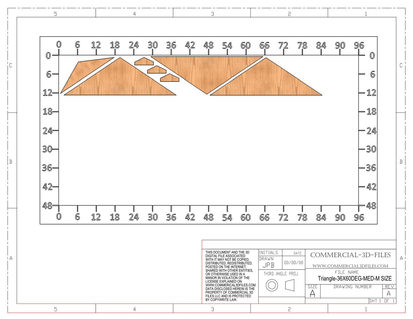 Triangular Pyramid Climbing Volume (Medium, Mid Height) 36"(914mm) side x 60 deg Plans