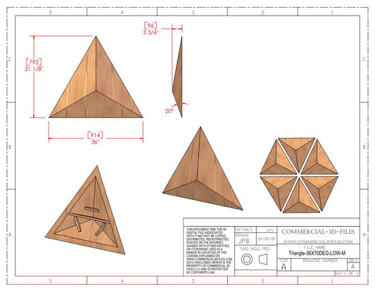 Triangular Pyramid Climbing Volume (Medium, Low Height)  36"(914mm) side x 70 deg
