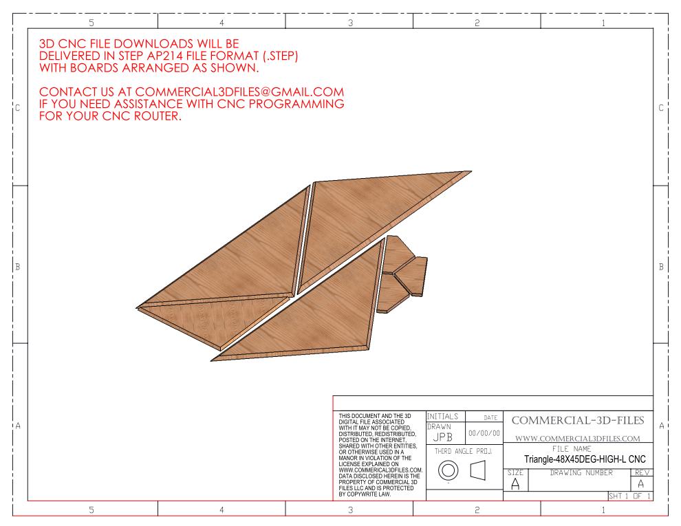 Triangular Pyramid Climbing Volume (Large, Tall Height) 48"(1219mm) side x 45 deg Plans