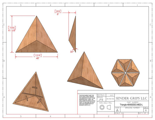 Triangular Pyramid Climbing Volume (Large, Medium Height) 48"(1219mm) side x 60 deg Plans