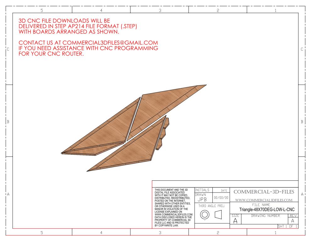 Triangular Pyramid Climbing Volume (Large, Low Height) 48"(1219mm) side x 70 deg Plans