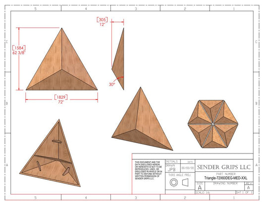 Triangular Pyramid Climbing Volume (XX Large, Medium Height) 72"(1829mm) side x 60 deg Plans