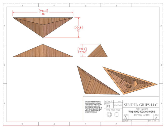 Wing Triangle Climbing Volume (Small, High) 36"(914mm)L x 12"(305mm) Plans