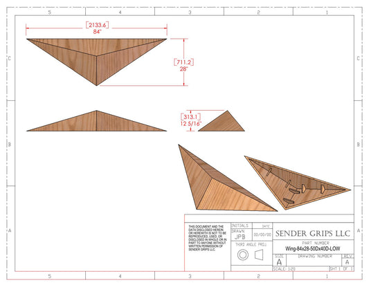 Wing Triangle Climbing Volume (XX Large, Low) 84"(2134mm)L x 28"(711mm) Plans