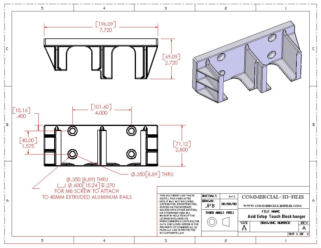 ESTOP AND TOUCH PLATE HOLDER -AVID CNC - .STL FILE