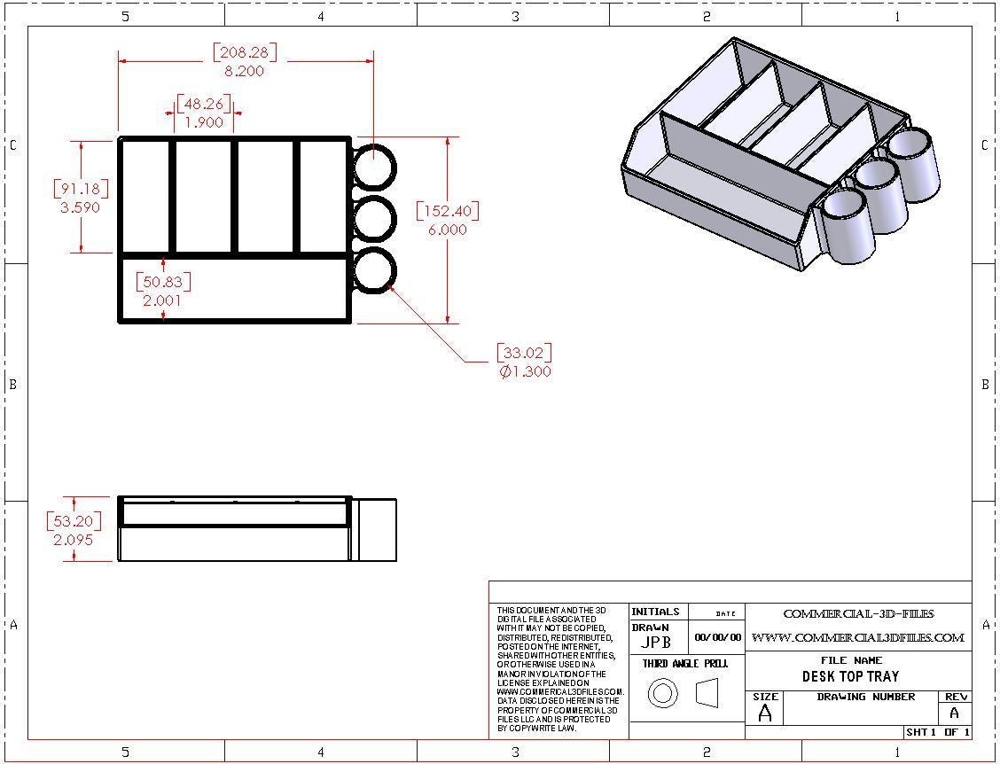 DESKTOP TRAY FOR ORGANIZING - .STL FILE