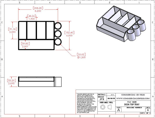 DESKTOP TRAY FOR ORGANIZING - .STL FILE