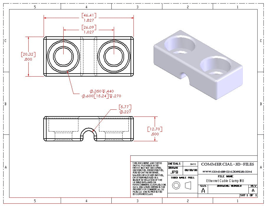 ETHERNET WIRE CLAMP FOR ALUMINUM EXTRUSION -AVID CNC - .STL FILE