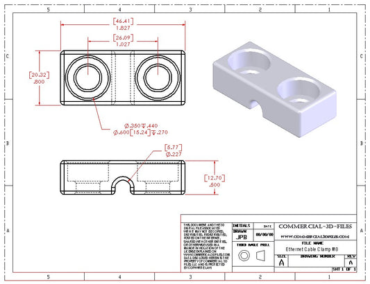 ETHERNET WIRE CLAMP FOR ALUMINUM EXTRUSION -AVID CNC - .STL FILE