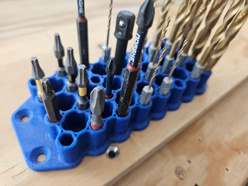 TOOL HOLDER OR RACK FOR 1/4" HEX BITS - .STL FILE