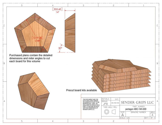 Pentagonal Flat Top Volume (Large) 48"(1219mm) Dia. x 14"(356mm) tall x 30 Deg Sides  Plans